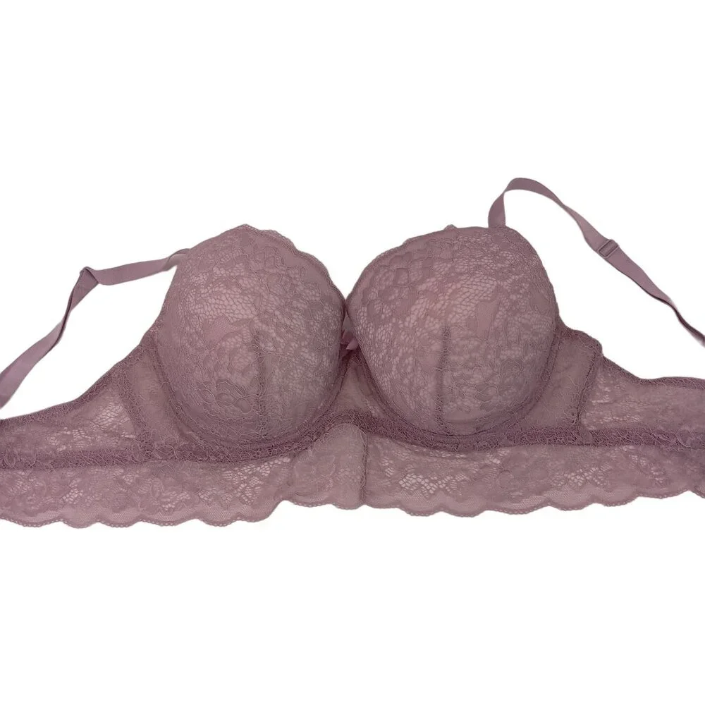 Body Culture Bra Purple 42D 42 D Lace Band Molded Lined Cups Underwire - Picture 8 of 9